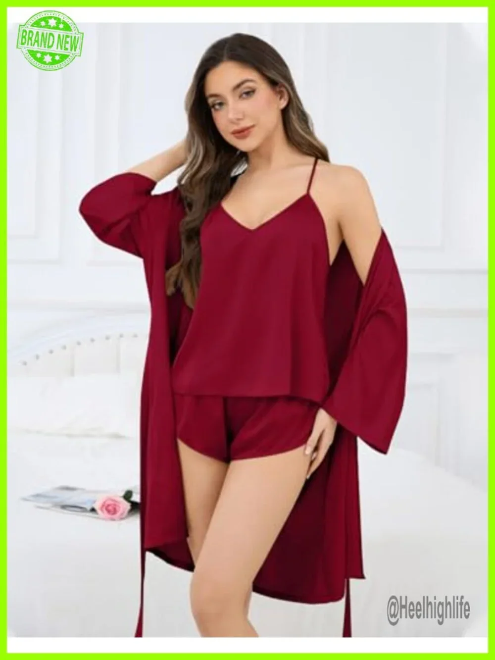 6-Piece Silk Pajama Set with Cami Tops and Shorts Nightwear
